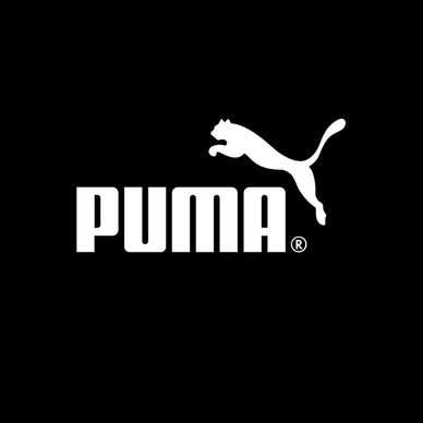 PUMA logo with a leaping puma in white on a black background.