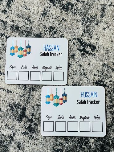 Personalized daily Salah Tracker with Dry erase for Kids .