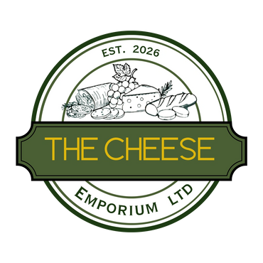 Logo for The Cheese Emporium Ltd, established in 2026, featuring cheese, bread, grapes, and deli meats.