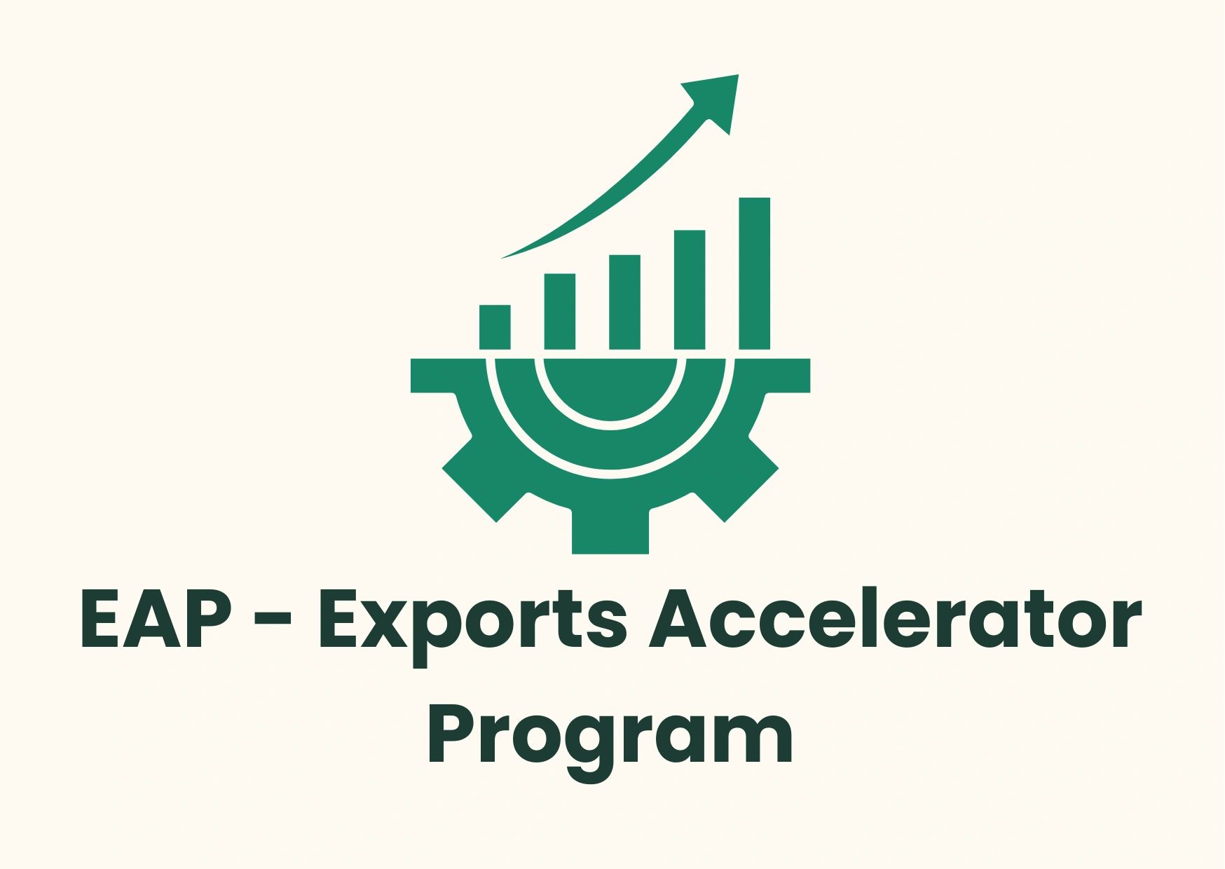Logo of EAP - Exports Accelerator Program with ascending bar chart and gear symbol.