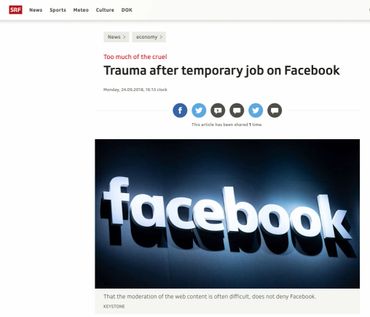 Trauma nach Temporärjob bei Facebook https://www.srf.ch/news/wirtschaft/zu-viel-des-grausamen-trauma-nach-temporaerjob-bei-facebook