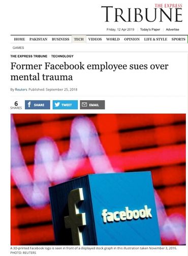 Former Facebook employee sues over mental trauma https://tribune.com.pk/story/1810978/8-former-facebook-employee-sues-mental-trauma/