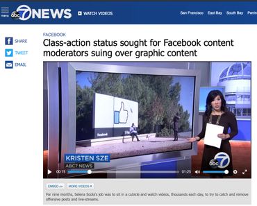 Class-action status sought for Facebook content moderators suing over graphic content https://abc7news.com/business/class-action-status-sought-for-facebook-content-moderators-suing-over-ptsd/4346793/