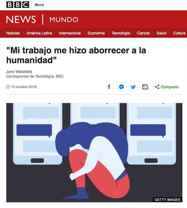 "Mi trabajo me hizo aborrecer a la humanidad" https://www.bbc.com/mundo/noticias-45863666