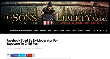 Facebook Sued By Ex-Moderator For Exposure To Child Porn https://sonsoflibertymedia.com/facebook-sued-by-ex-moderator-for-exposure-to-child-porn/