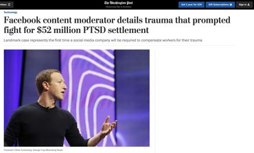 Facebook content moderator details social media company required to compensate workers for trauma