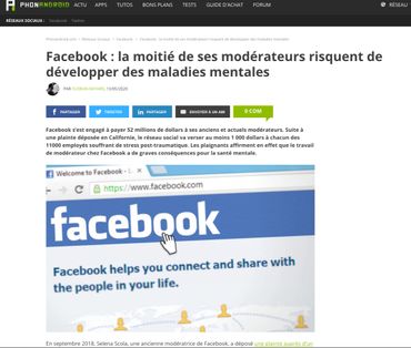 Facebook : la moitié de ses modérateurs risquent de développer des maladies mentales