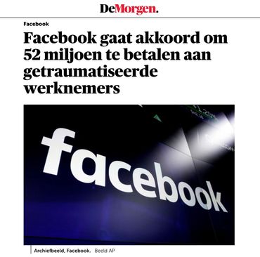 Facebook gaat akkoord om 52 miljoen te betalen aan getraumatiseerde werknemers