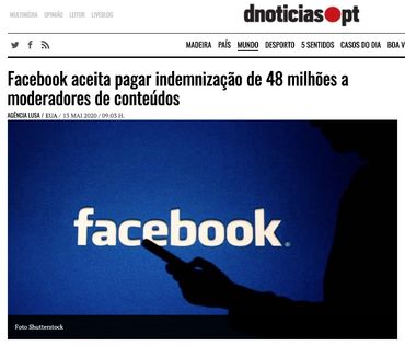 Facebook aceita pagar indemnização de 48 milhões a moderadores de conteúdos