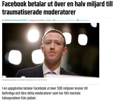 Facebook betalar ut över en halv miljard till traumatiserade moderatorer