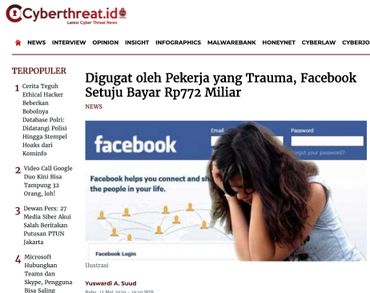 Digugat oleh Pekerja yang Trauma, Facebook Setuju Bayar Rp772 Miliar