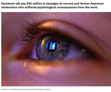 Facebook pay $52 million to American moderators suffered psychological consequences work.