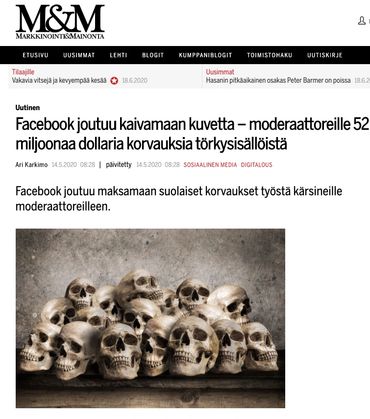 Facebook joutuu kaivamaan kuvetta moderaattoreille 52 miljoonaa dollaria korvauksia törkysisällöistä