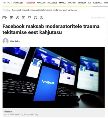 Facebook maksab moderaatoritele trauma tekitamise eest kahjutasu