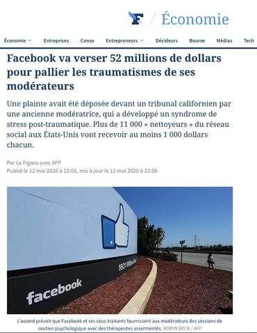 Facebook va verser 52 millions de dollars pour pallier les traumatismes de ses modérateurs