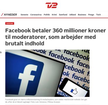 Facebook betaler 360 millioner kroner til moderatorer, som arbejder med brutalt indhold