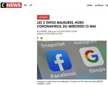 LES 3 INFOS MAJEURES, HORS CORONAVIRUS, DU MERCREDI 13 MAI