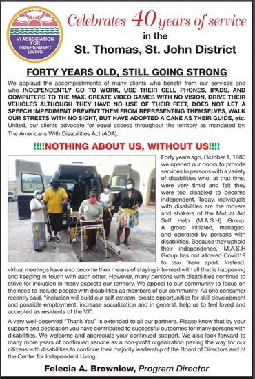 Newspaper clipping of celebration of VIAIL 40 years of service including staff members