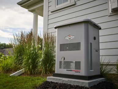A Briggs and Stratton PowerProtect™ DX 12W Standby Generator.
