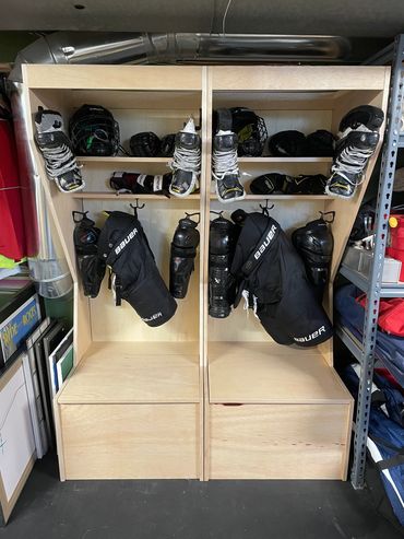 Two hockey lockers at work
