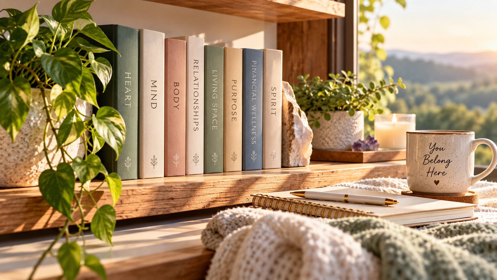 Still Healing Club journals in a warm, peaceful setting.