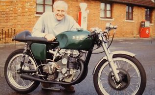 This DOHC racing twin was originally
created by Gordon Allen and 
Bob Geeson. 
See article below.