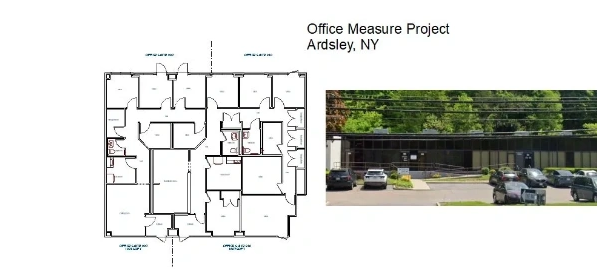 Detailed office floor plan showing accurate commercial space measurements and layout in Ardsley, NY