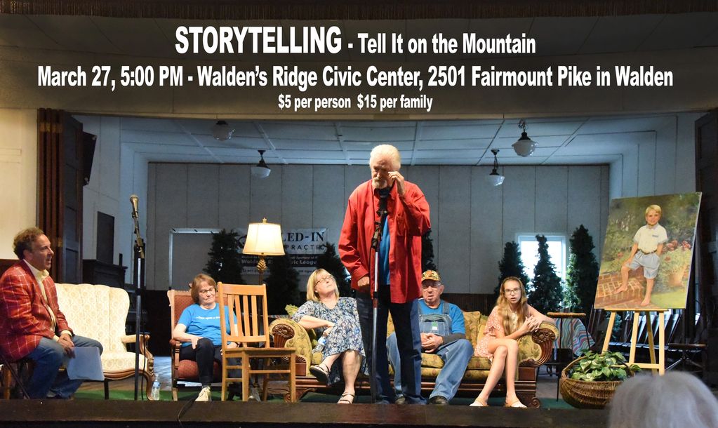 Teller on Stage with caption