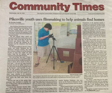Max Sternlicht Pikesville youth uses filmmaking to help animals find homes