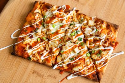 Photo of a buffalo chicken pizza