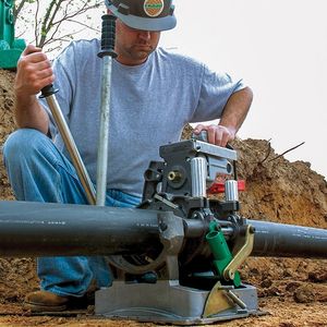 Small Diameter Fusion Training, HDPE pipe is fused with a McElroy Pit Bull 14 butt fusion machine