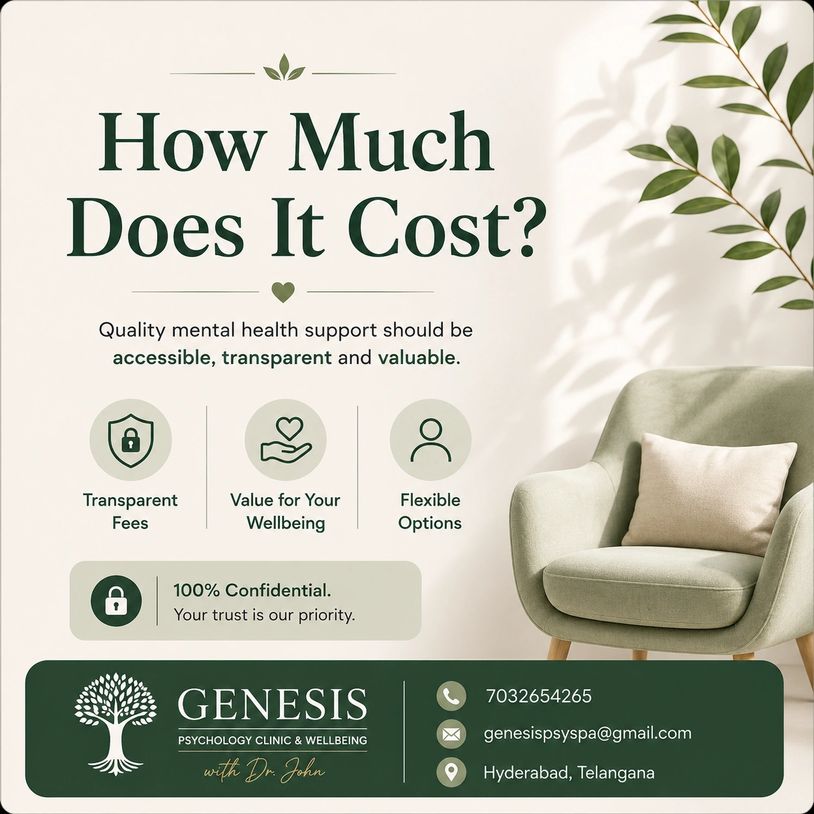 Worried about therapy cost, privacy, or being judged?
At Genesis Psychology Clinic, we understand ho