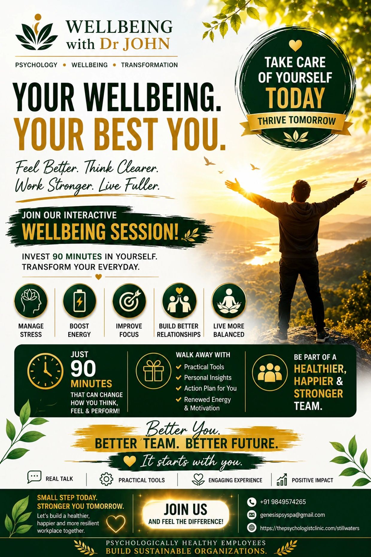 Interactive wellbeing session by Dr John to boost mental and emotional health.