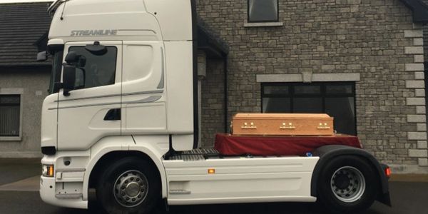 A HGV Transportation hearse
