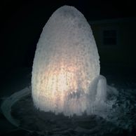 Ice dome- Experimental architectural Ice sculpture made with an inflatable form or air-form. 