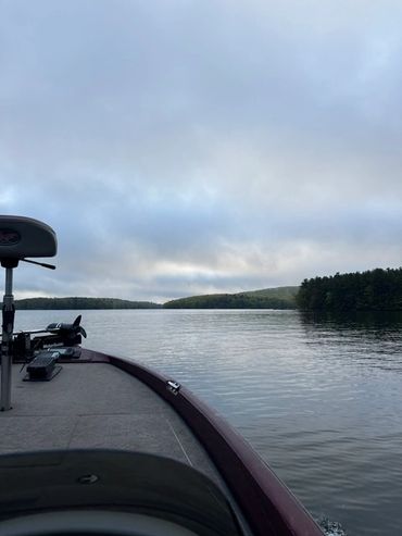 view of a lake and the boat