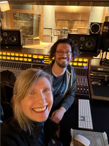 Lori Nicely and Evan Kornblum in studio