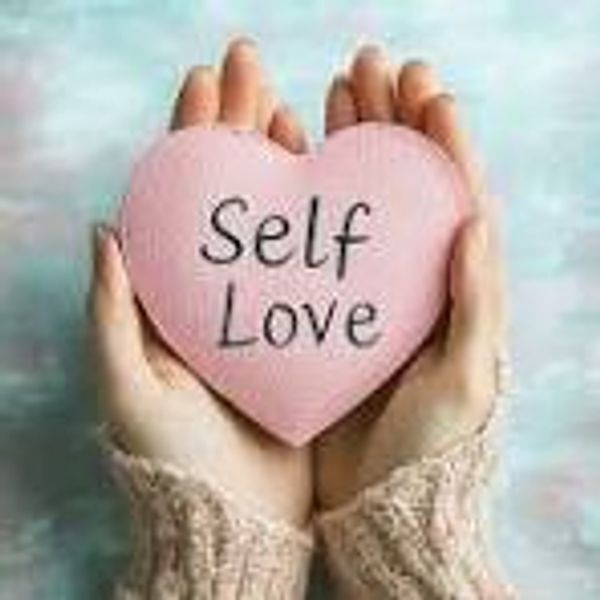 Hands holding a heart with 'Self Love' text.