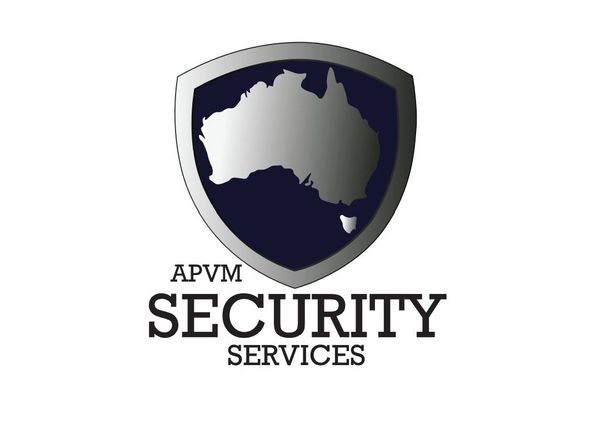 Logo of APVM Security Services with Australian map.