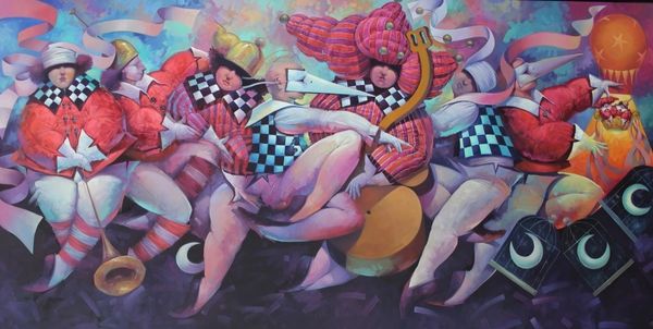 "La Luna Escondida", Óleo sobre tela, 320X160cm.