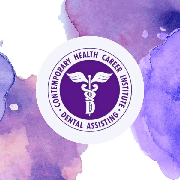 Contemporary Health Career Institute Logo for Dental Assisting on a purple water color background