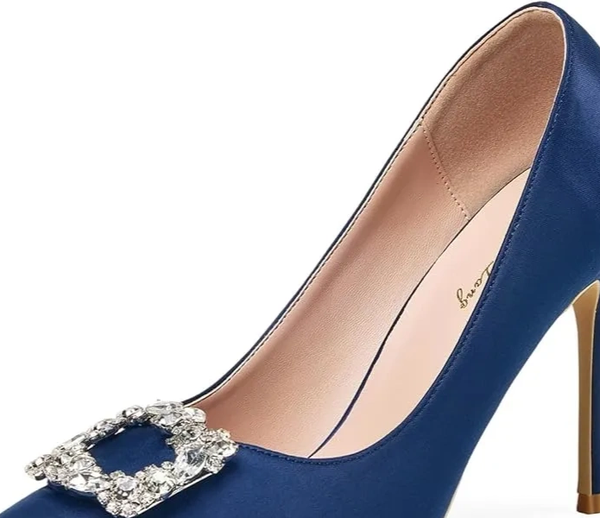 Elisabet Tang Women's Pumps 4 Inch Satin Glitter Rhinestone Heels for Women.
(Commissions Earned)