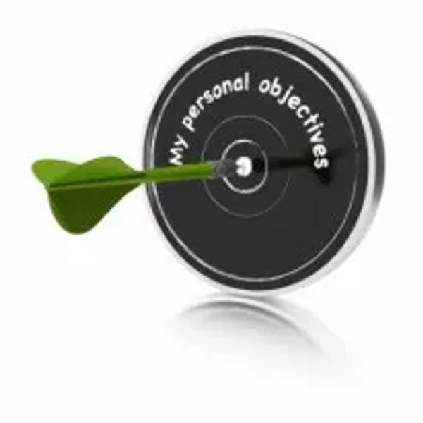A dart hitting the bullseye on a target labeled 'My Personal Objectives'.