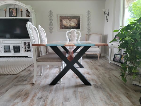A custom live edge White Oak Dining Table in Grand Junction, Colorado