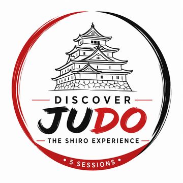 Logo for Discover Judo - The Shiro Experience with a stylized Japanese castle.