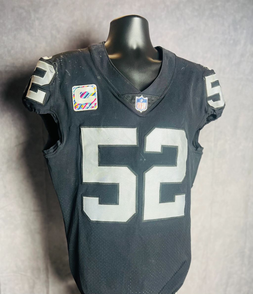 Khalil Mack 
Game Used Jersey 
October 8th 2017
Raiders vs Ravens