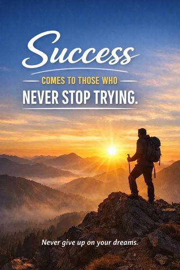 success quote about Success comes to those who never stop trying