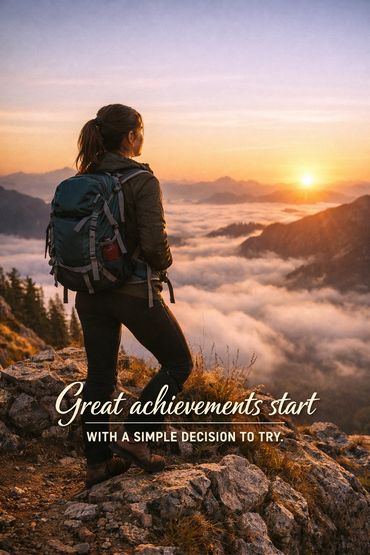 motivational quote about Great achievements start with a simple decision to try