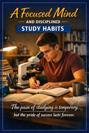 study quote about A focused mind and disciplined study habits lead to great achievements.