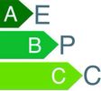 3 Green bars of different shades with the letters ABC that lead to a point & EPC at the end.